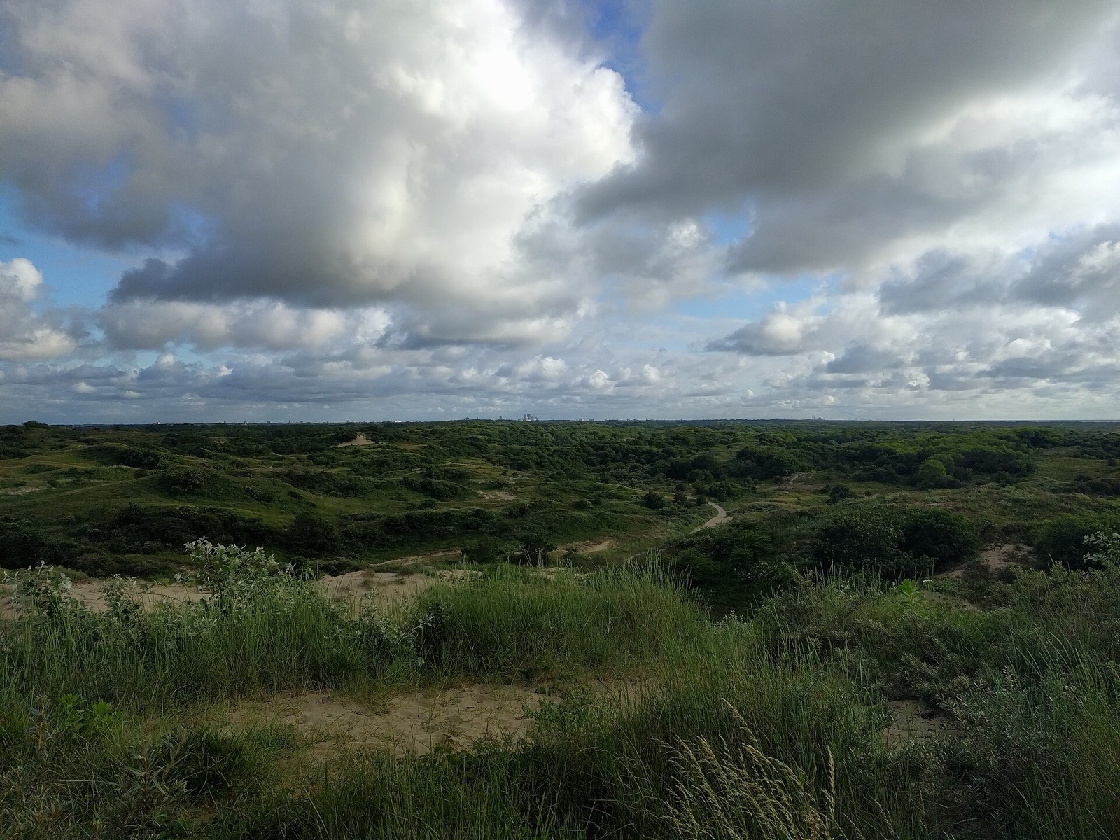 De Zuidduinen bij Katwijk onder een wolkenlucht